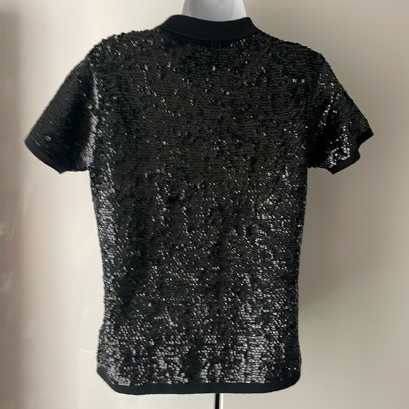 RALPH LAUREN 90s vintage polo sweater w/ black sequins and wool knit base M - Picture 9 of 16